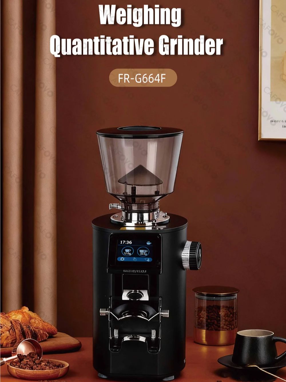 Coffee Grinder Burr Flat - CAFOVO G664F Professional Weighing Quantitative Coffee