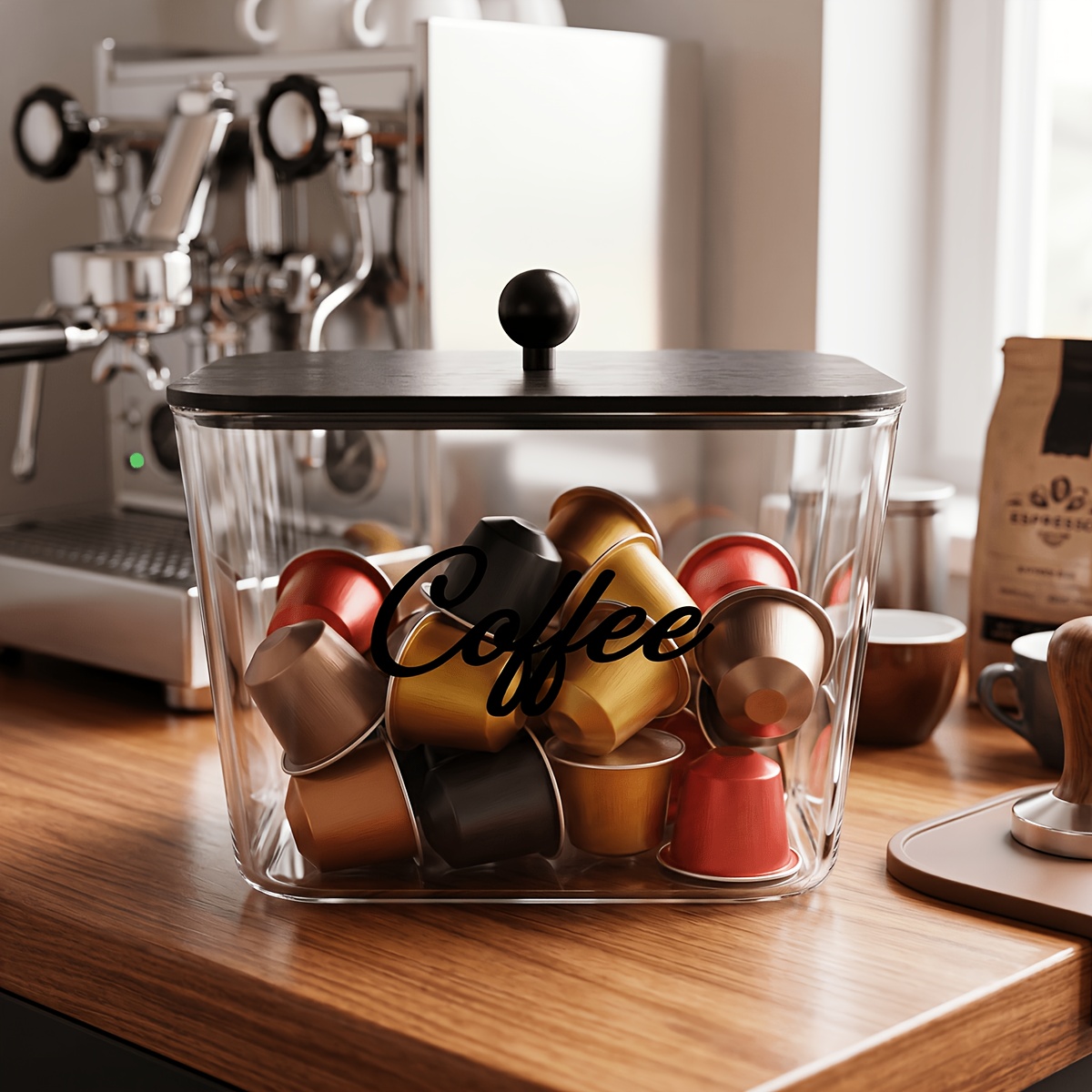 Coffee Equipment Organizer - Coffee Pod Holder with Lids Plastic
