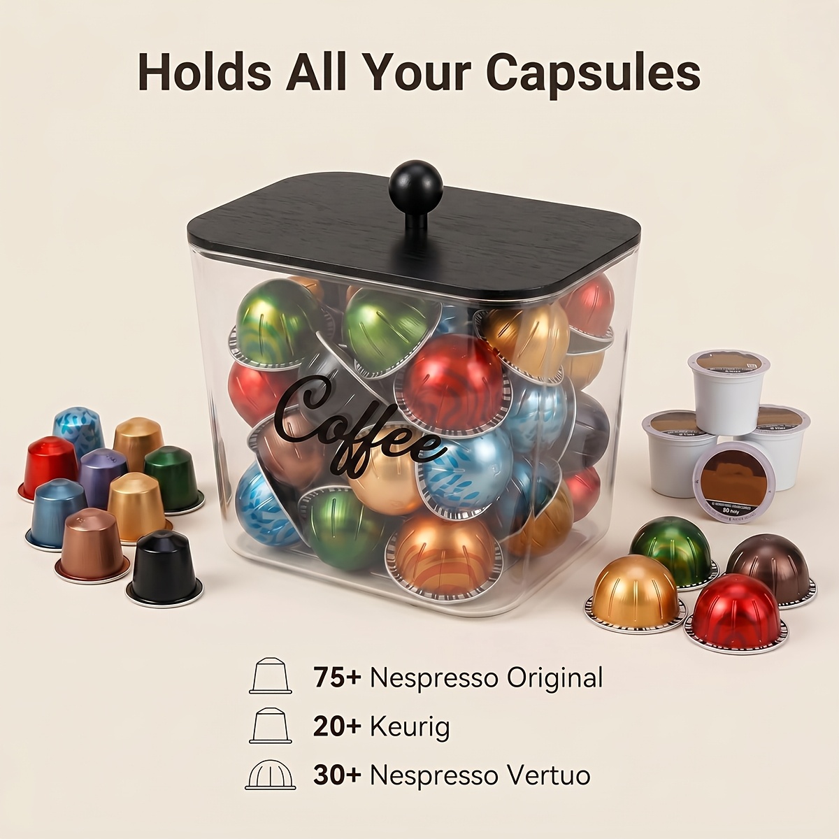 Coffee Pod Holder with Lids Pl - Coffee Equipment Organizer 评论和价格
